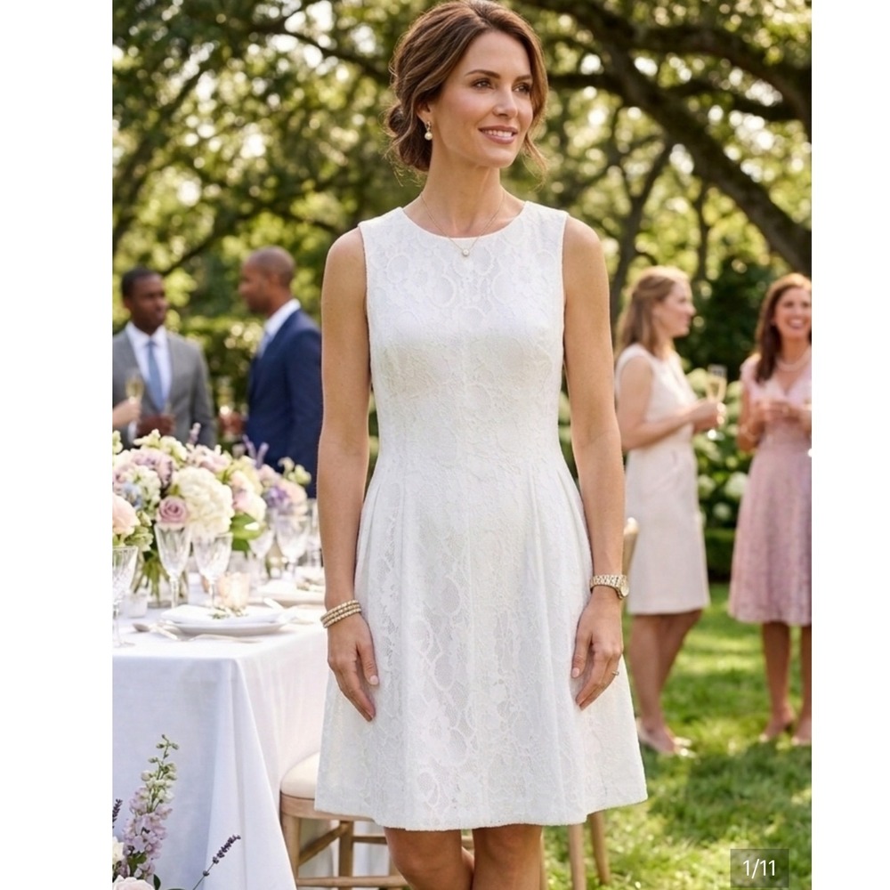 Calvin Klein Scuba Bridal Garden Party lace Fit and Flare